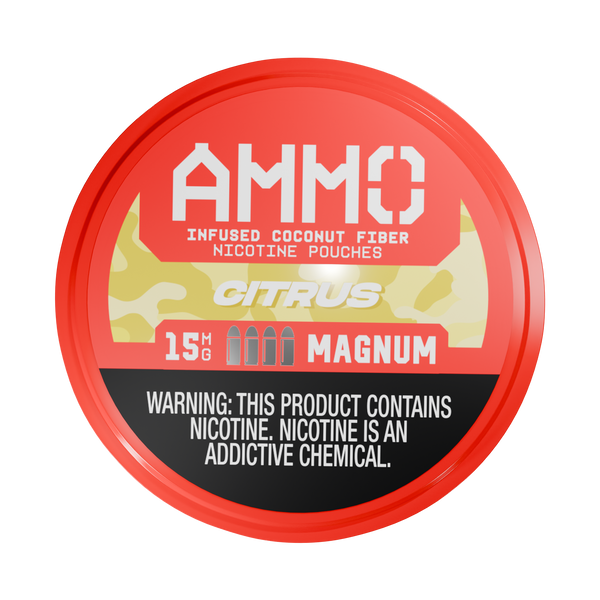Front facing view of an AMMO | Citrus 15mg can