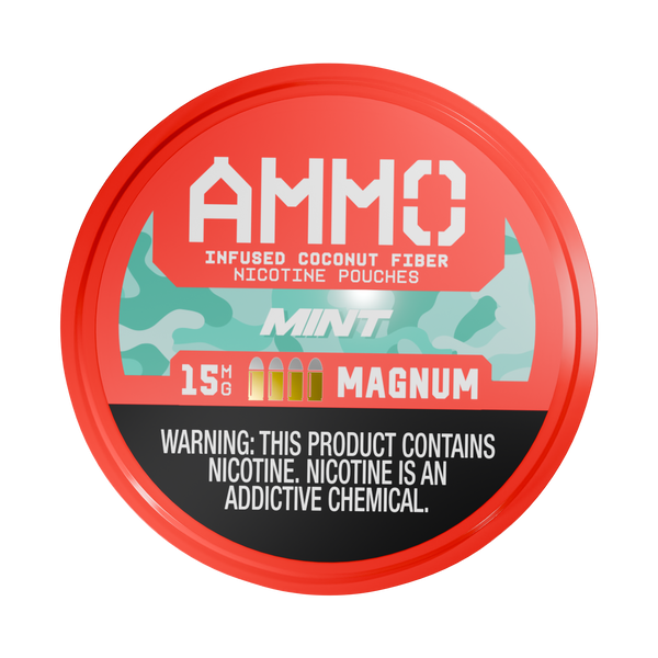 Front facing view of an AMMO | Mint 15mg can