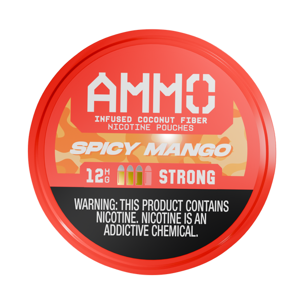 Front facing view of an AMMO | Spicy Mango 12mg can