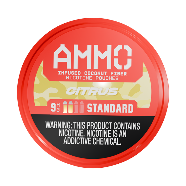 Front facing view of an AMMO | Citrus 9mg can