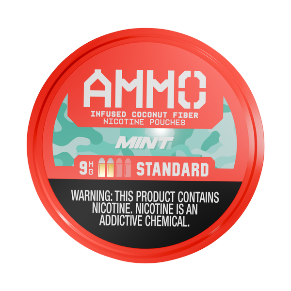 Front facing view of an AMMO | Mint 9mg can